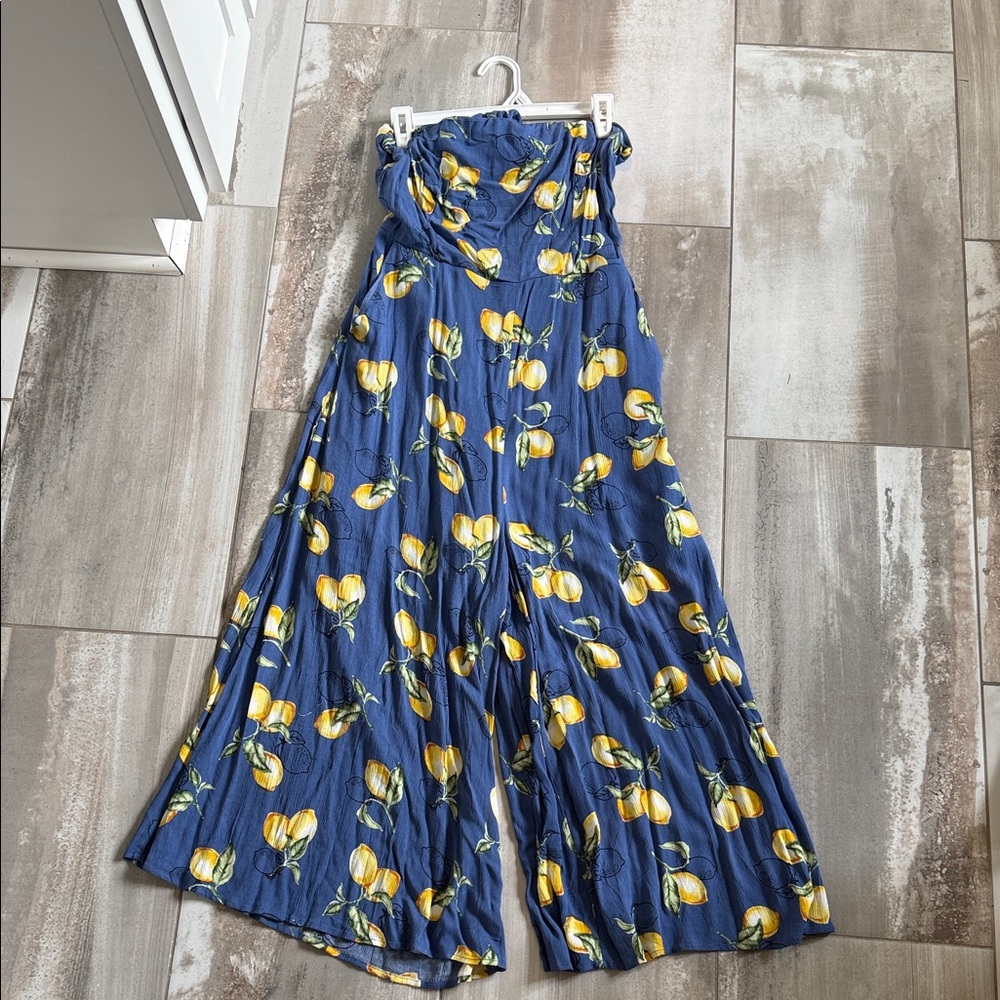 Blue Jumpsuit with Lemon Print size L